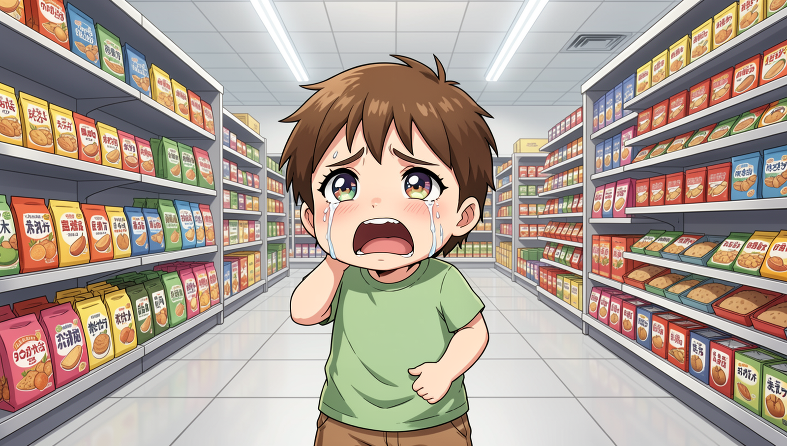 copil plange supermarket
