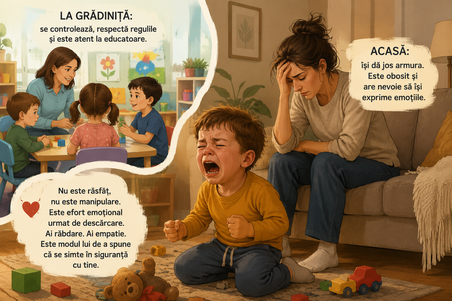 acasă vs grădiniță gestionarea emoțiilor copilului