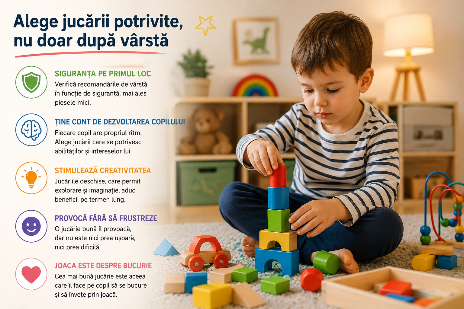 alege jucării potrivite pentru dezvoltare