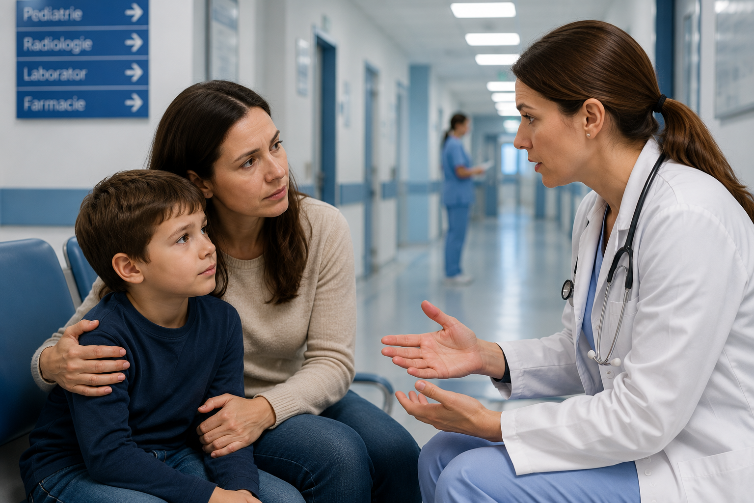 consultatie medicală într un hol de spital